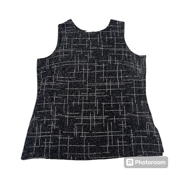 Annex size 1X women’s top black tank with silver bedazzled sparkling design - Picture 1 of 10